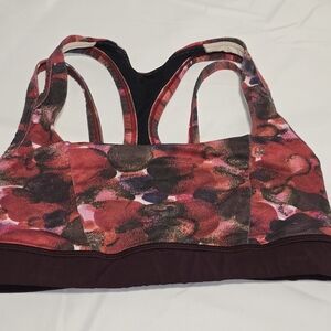 Lululemon Splendour Bra Size 4 No Pads Poppy Petals Black Luxtreme Excellent EUC